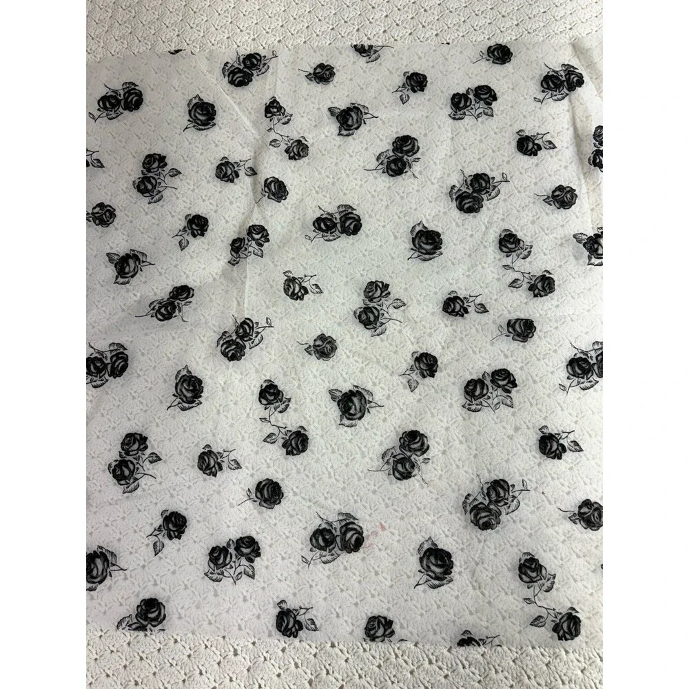 Fabric Vintage Sheer Organza with Black Roses 30